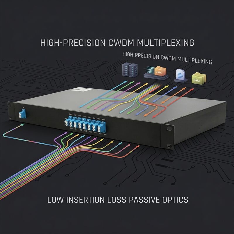 8 Channel CWDM Mux Demux 1U Rack Duplex LC/UPC 1470-1610nm Fiber Optic WDM Module